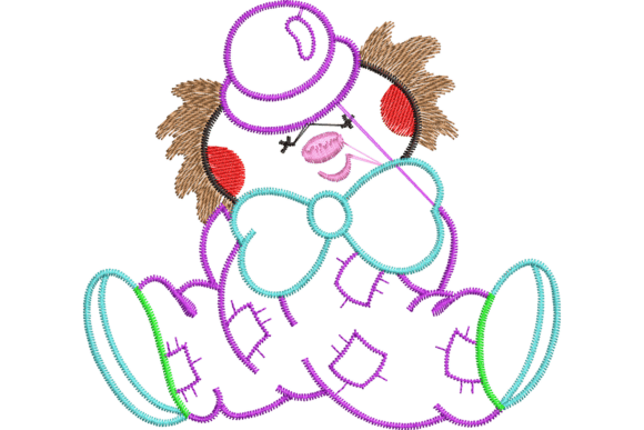 Cute Clown Character Embroidery Design