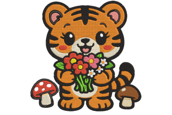 Cute Tiger Floral Embroidery Design: Playful Charm Meets Practical Craft