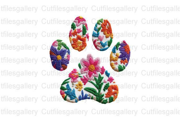 Floral Dog Paw Embroidery PNG – A Heartfelt Touch for Personalized Gifts