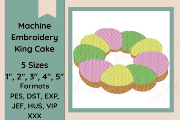 Mardi Gras King Cake Embroidery Design
