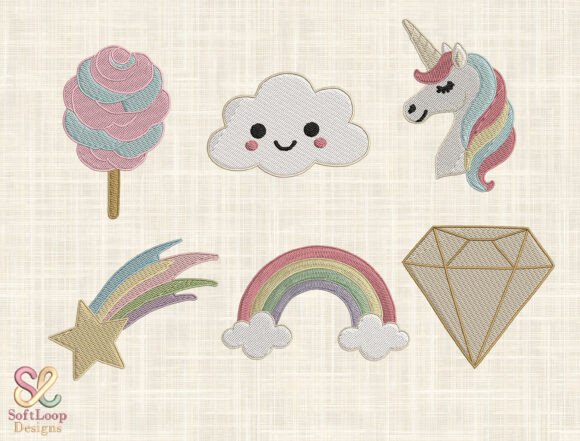 Pastel Fantasy Embroidery Design Set