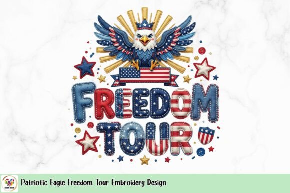 Patriotic Eagle Freedom Tour Embroidery Design
