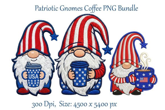 Patriotic Gnomes Coffee PNG for Boutique Apparel