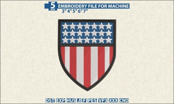 Patriotic Precision: A Professional Embroidery Designer’s Review of USA Flag Shield DST PES Embroidery File