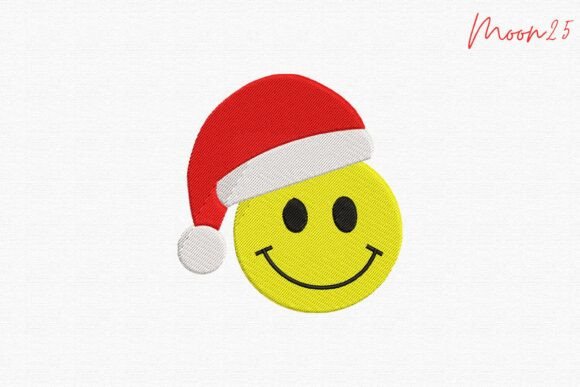 Santa Hat Smiley Face Embroidery: A Festive Addition for Holiday Crafts