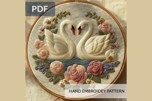 Swan 2 Embroidery Pattern for Valentine’s Projects