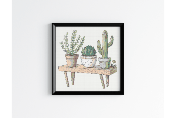 Tiny Monstera Plant Embroidery Chart