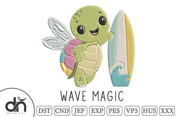 Wave Magic Fairy Turtle Embroidery Design